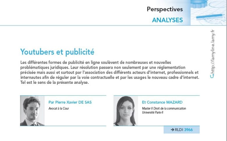 YouTuber, Twitcher, Streamers - Publicité et marketing des influenceurs - Lamy Droit de l'immatériel