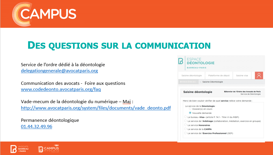 Conseil National des Barreaux - Barreau de Paris - Déontologies et règles applicables