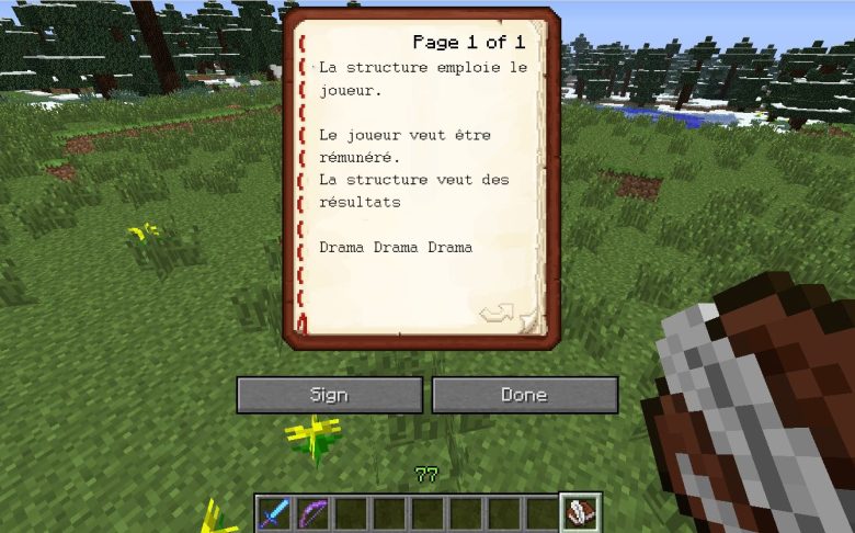 Image de minecraft montrant un contrat esport