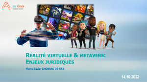 EDA Bordeaux 2022 – Droit des Metavers et Réalité virtuelle