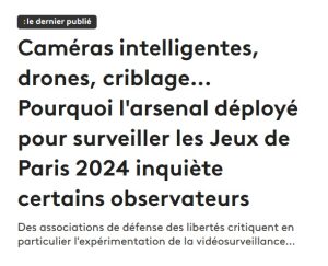2024.04.18 – Jeux Olympiques et vidéosurveillance automatisée